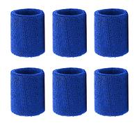 6 Piezas Muñequera Deportiva Muñequeras de Algodón Muñequera Suave Espesar para Niños Muñequera Deportiva Pulsera Muñequera Sudor Elásticas para Deportes Fútbol Baloncesto Correr Tenis (Azul)