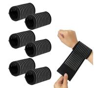 6 Piezas Muñequeras Deportivas, Muñequera Túnel Carpiano, Correa de Muñeca Elástica Polímero de Compresión Transpirable Soporte, Transpirable Banda Elástica Muñequera Deportiva (Negro)