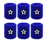 6 Piezas Muñequeras Sudor Elásticas Pulseras para Niños, Muñequera Suave Espesar Muñequeras de Algodón para Deportes, Fútbol, Baloncesto, Correr, Tenis, Azul (B)