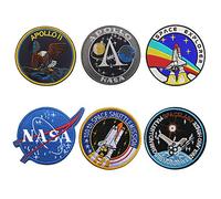 6 Piezas NASA Parches, Combinación de Hook-and-loop Fastener Parches Bordados de la NASA para Mochilas Gorras Sombreros Colección de Bolsos