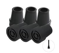 6 Piezas Negro Punta de Bastón Set, Puntas de Goma para 19mm/0.74pulgadas Bastón, Antideslizantes Tacos Muletas Accesorio