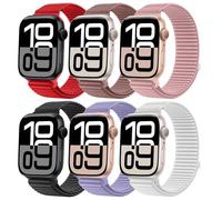 6 Piezas Nylon Correa Compatible Con Apple Watch 46mm 42mm 38mm 41mm 40mm 44mm 45mm 49mm Mujer Hombre, Loop Deportiva Soft Original Nylon Correa para iWatch Series 11 10 9 8 7 6 5 4 3 2 1 SE Ultra 3