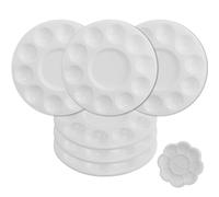 6 Piezas Paletas Plástico Redondas Blancas,Paletas Mixtas, Paletas Acuarela, Pinturas Acrílicas al óleo con Little Plum Blossom Acuarela, para Pintura Artística, Manualidades