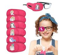 6 piezas para gafas parche ojo niño, reutilizables parches ojos niños, aptas para el ojo derecho (para tratar el ojo vago, la ambliopía, el estrabismo, etc.), con diseño de sirena rosa.