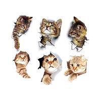 6 piezas Pegatinas Pared Gatos Vinilos de Gatos 3D Decoración de Pegatinas de Gato Etiqueta de la Pared Decorativas