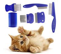 6 Piezas Peine Antipulgas para Gatos, Perros Peines para Piojos, peine de Dientes finos quita el Flotador pelo Lágrimas Eliminación de Garrapatas moco y Inoxidable Dientes Finos Pulgas Piojos Peine