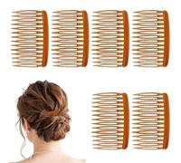 6 Piezas Peines para el Cabello de Plástico con 14 Dientes Torcedura Francesa Pinza para el Cabello Peine Decorativo Vintage para Niñas y Mujeres (Marrón Oscuro)