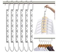 6 Piezas Perchas Ahorra Espacio, Metalicas Ahorra Espacio Perchas Mágicas, Antideslizantes Organizador para Colgar Armarios Múltiples Ropa, Multifuncionales Diseño de Gancho Actualizado