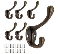 6 Piezas Perchero de Pared, Ganchos para Colgar Ropa, Metal Vintage Dobles Perchas, Resistente Gancho Perchero de Aleación de Zinc Pared para Entrada, Garaje, Dormitorio, Balcón Cuarto de Baño