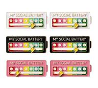 6 Piezas Pin de Batería Social Broche de Humor Interactivo para 7 Días | Broche Creativo y Divertido para Expresar Emociones Ansiedad y Bienestar Mental Colores Negro Blanco y Rosa