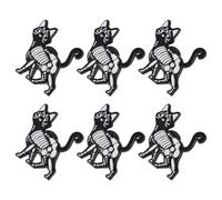 6 Piezas Pin Esmaltado de Gato Esqueleto Aleación de Zinc | Broche Pequeño y Elegante, Acabado Enamel, para Sombreros y Suéteres, Resiste Detachment