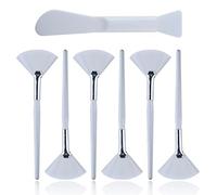 6 Piezas Pinceles faciales Abanicos, Pinceles Maquillaje con Transparente, Mango Plástico,Pincel Abanico, Accesorios Cosméticos,Máscara Facial Suave,para crema facial