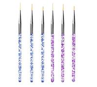 6 Piezas Pinceles Para Decoración de uñas, Línea Herramienta de Detalle de Uñas, Dibujando Patrones de Linea Pincel Para Diseño de uñas, Azul y Morado
