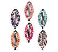 6 Piezas Pinza Pelo de Plástico Forma de Pez, Estampado Floral