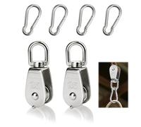 6 Piezas Polea M25, Poleas de Carga Inoxidable 4 Mosquetón Bearing Pulley Capacidad Carga 150 KG Poleas con Rodamientos de Bola para Cable Cuerdas de Acero(Plata)