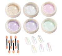 6 piezas Polvo de uñas cromado 6 colores Efecto de espejo polvo de uñas perlas 3 gramos brillo aurora iridiscente holográfica para decoraciones de arte de esmalte de gel