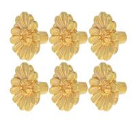 6 Piezas Pomo de Aleación de Zinc Vintage Floral | Montaje Orificio, Acabado Metálico Dorado, Superficie Resistente a Rayaduras, Motivo Crisantemo 3d