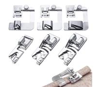 6 Piezas Prensatelas Accesorios para Máquina de Coser, 3 Pies Prensatelas Dobladillos Pie Enrollado Estrecho 3/4/6 mm 3 Enrollado Dobladillo Ancho 4/8 6/8 8/8 Compatible con Janome Toyota Brother