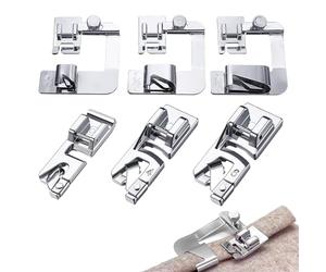 6 Piezas Prensatelas Accesorios para Máquina de Coser, 3 Pies Prensatelas Dobladillos Pie Enrollado Estrecho 3/4/6 mm 3 Enrollado Dobladillo Ancho 4/8 6/8 8/8 Compatible con Janome Toyota Brother