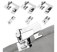 6 Piezas Prensatelas de Dobladillo Enrollado, Prensatelas para Máquina de Coser, Prensatelas Pie Dobladillo de Acero Inoxidable,para máquina Coser, pie para Dobladillo (3/4/6 mm, 4/8,6/8,8/8 Pulgadas)