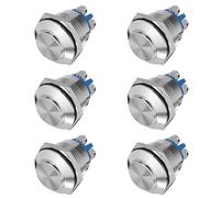 6 Piezas Pulsador 16mm Timbre Casa Interruptor Pulsador Cisterna Interruptor Tactil Pulsadors Timbre Exterior Momentáneo Metal Botón Interruptor 2a/12v/24v/125v/250v（Prominente）