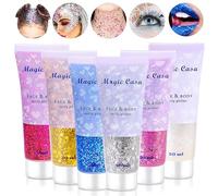 6 Piezas Purpurina Cara Festival, Glitter Maquillaje Purpurina para Pelo, Gel Purpurina Cara, Purpurina Cuerpo para Maquillaje Festival Masquerade Maquillaje de Teatro Carnaval