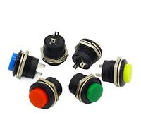 6 piezas R13-507 momentáneo SPST NO interruptor de botón de tapa redonda roja AC 6A/125V 3A/250V (color: 6 piezas rojo)(6pcs Blue)
