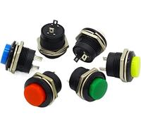 6 piezas R13-507 momentáneo SPST NO interruptor de botón pulsador de tapa redonda roja AC 6 A/125 V 3 A/250 V (Color : 6PCS RED)(6pcs Each Color 1pc)