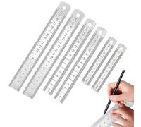 6 Piezas Regla de Acero Inoxidable, Regla Metalica 10cm, 15cm, 20cm, Regla de Medición a Escala de Doble, regla metalica,Regla de Precisión Métrica e Imperial para Escuelas, Oficinas, Medir, Dibujo