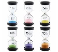 6 Piezas Reloj de Arena,Colorido Relojes de Arena,Reloj de Arena para Jugar a medir el Tiempo1/3/5/10/15/30 Minutos，Ideal para Uso en la Escuela, el hogar y la Oficina