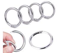 6 Piezas Resorte Redondo Anillos,Hebillas de Resorte 40 mm Redondas de Metal O-Ring Botón a Presión Anillo de Resorte para Llavero,Bolsos,Llaveros,Manualidades,Plata