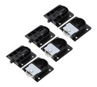 6 Piezas Rodillo para Puerta Corrediza de Armario, Negro | Plástico y Nylon, Base Engrosada, Desmontaje Rápido, Limitador Amortiguador, para Muebles y Cajones