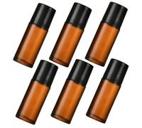 6 piezas Roll en botellas, 50 ml de botellas de rodillo de vidrio marrón para aceites, aplicador de bola de rodillo vacío recargable para fragancia esencial Cosméticos
