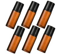 6 piezas Roll en botellas, 50 ml de botellas de rodillo de vidrio marrón para aceites, aplicador de bola de rodillo vacío recargable para fragancia esencial Cosméticos
