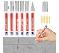 6 Piezas Rotulador de Lechada para Juntas Bolígrafo para Azulejos Bolígrafo para Restaurar con 6 Punta de Repuesto Lápiz para Juntas Tile Grout pen para Lechada de Pared Piso Baños (Gris Claro)