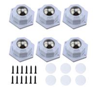 6 Piezas Ruedas Autoadhesivas,Blanco Ruedas Giratorias,Capacidad Carga 200 kg,Ruedas con Grandes Bolas Acero,Resistente Desgaste sin perforación Ruedas,para Cajas Almacenamiento