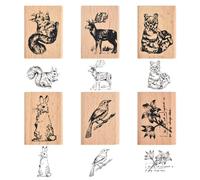 6 Piezas Sellos de Goma de Madera Animal, Sello de Goma de Madera con Motivos Forestales de Animales, Sello de Madera para Animales Creativo, Sellos de Madera para Albumes de Recortes, Artesanales