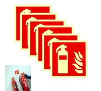 6 Piezas Señal Luminiscente Señal Extintor Autoadhesiva de PVC,Señal de Seguridad y Protección Contra Incendios,para Casa,Oficina,Exterior e Interior