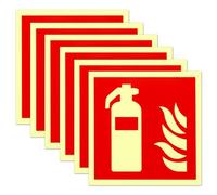 6 Piezas Señales de Extintor de Incendios 15 x 15 cm PVC Fotoluminiscente Autoadhesiva Señal de Protección Contra Incendios Cartel Extintor Según ISO Símbolo de Extintor para Lugares Públicos