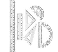 6 Piezas Set de Matemáticas de Regla Transparente de Plástico, Transportador, Regla Triangular Regla Recta de 12 Pulgadas y 6 Pulgadas Regla Matemática de Geometría Herramienta de Medición
