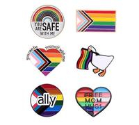 6 piezas Set de pins de orgullo LGBTQ, insignias de apoyo progreso, botones de bandera, broche de esmalte arcoíris, LGBT, lesbianas, trans accesorios, para Suéteres, Bufandas, Pañuelos en la Cabeza
