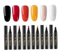 6 piezas/set es un bolígrafo, 6 colores 8 ml 3 en 1 juego de esmalte de uñas, un paso de bricolaje de bricolaje en los bolígrafos de arte de barniz LED LED para chicas femeninas, estilo 1.