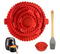 6 Piezas Silicona Air Fryer, Moldes Silicona Freidora Aire, Molde Silicona Air Fryer, Bandeja Silicona Air Fryer, Cesta Silicona Air Fryer para Airfryer Microondas, Molde para Tartas, Vaporera