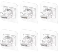 6 Piezas Soporte de Barra de Cortina Autoadhesivo, Gancho de Plástico, Fijación de Toalla de Pared para Hogar Dormitorio