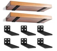 6 Piezas Soporte Estanteria Pared 10cm, Soportes para Estanterías, Escuadras Metalicas Invisibles, Soporte Balda Flotante Pared con Tornillos | Capacidad de Carga 70 kg (Negra)