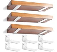 6 Piezas Soporte Estanteria Pared, 12,7cm Escuadras Metalicas Invisibles, Soporte Balda Flotante Pared, Soportes En L de Metal Resistente En Pared con Tornillos (Blanco) 5in