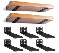 6 Piezas Soporte Estanteria Pared 12.7cm, Soportes para Estanterías, Escuadras Metalicas Invisibles, Soporte Balda Flotante Pared con Tornillos | Capacidad de Carga 70 kg (Negra)