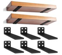 6 Piezas Soporte Estanteria Pared 15cm, Soportes para Estanterías, Escuadras Metalicas Invisibles, Soporte Balda Flotante Pared con Tornillos | Capacidad de Carga 70 kg (Negra)