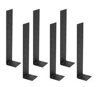 6 Piezas Soportes de Anclaje para Hormigon, Anclaje de Acero Galvanizado Plano, Escuadra para Cargas Pesadas, Conectores Angulares en ángulo para Fijación de Madera, Negro, 200 x 40 x 40 mm