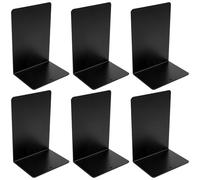 6 Piezas Sujetalibros de Metal, Sujeta Libros Metal Negro, con Alfombrilla Antideslizante, para Casa Oficina Biblioteca Escuela,19.5x13.5x10cm